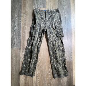 Old Navy Cargo Pants Boys 14 Green Camo Baggy Ripstop Leaf Print Utility Pockets